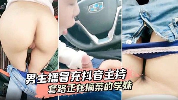 男主播冒充 抖音主持套路正在摘菜的学妹到车上啪啪啪